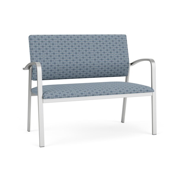 Lesro Newport 2 Seat Tandem Seating Metal Frame No Center Arms, Silver, RS Rain Song Upholstery NP1501 - main